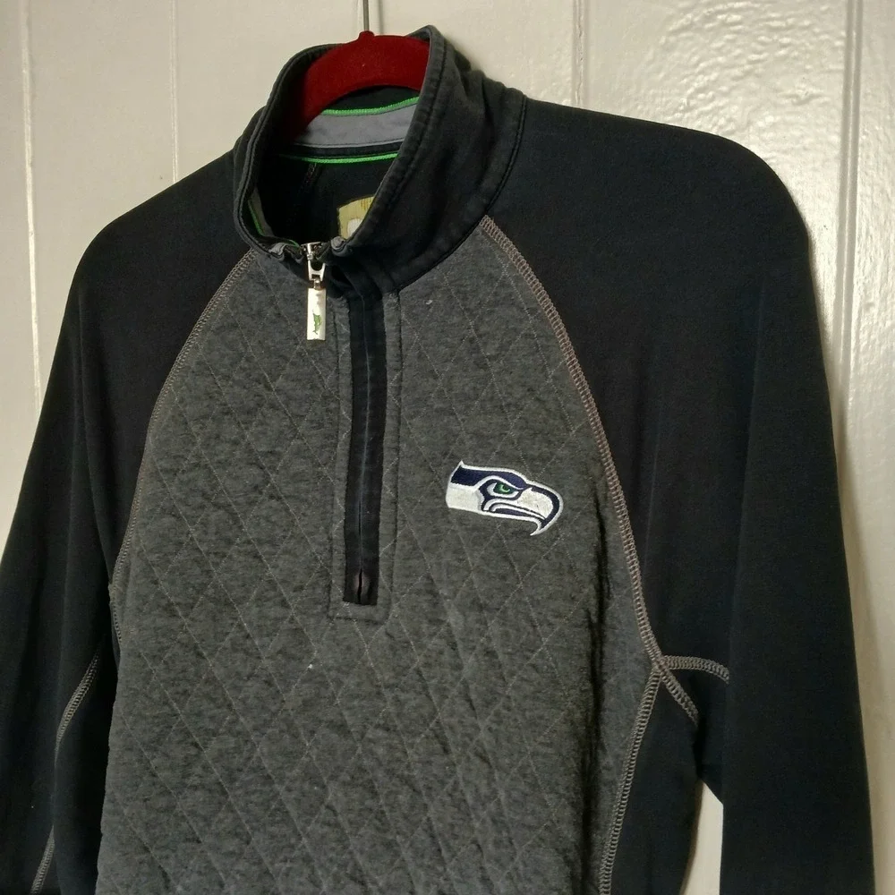 Tommy Bahama Seattle Seahawks Pullover Football NFL Mens Small Gray 1/4 Zip Mock